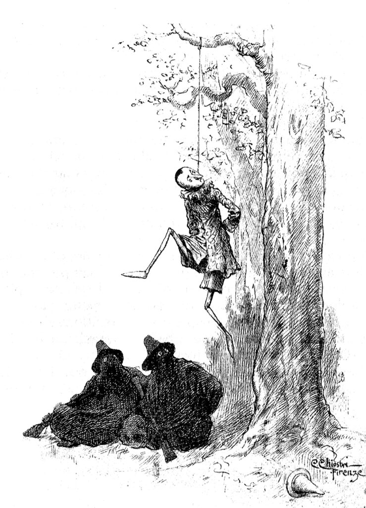 I libri per bambini devono fare paura - "Le avventure di Pinocchio" di Carlo Collodi. Illustrazione di Carlo Chiostri dall’edizione Giunti.